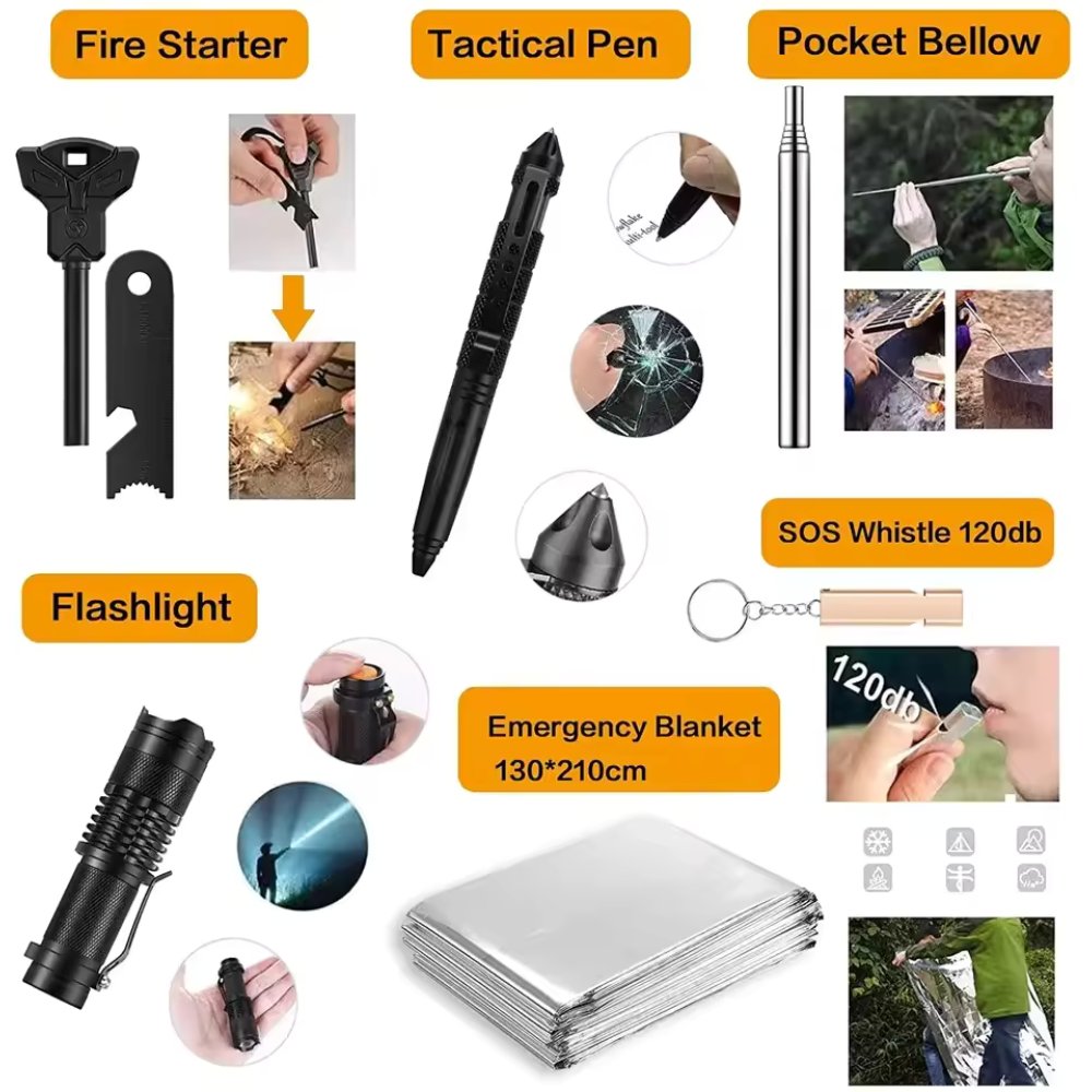 31 Pieces in 1 Bag Survival Gear and Equipment - Wickedways